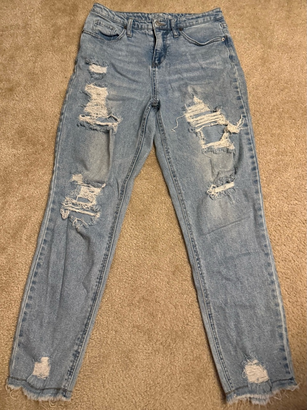 Light Blue Distressed Women’s Mom Jeans